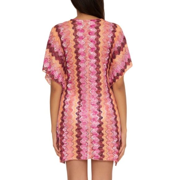 Becca 'Manu Bay' Crochet Swimsuit Cover-Up Tunic Dress, Rose Violet Multi - Picture 2 of 2